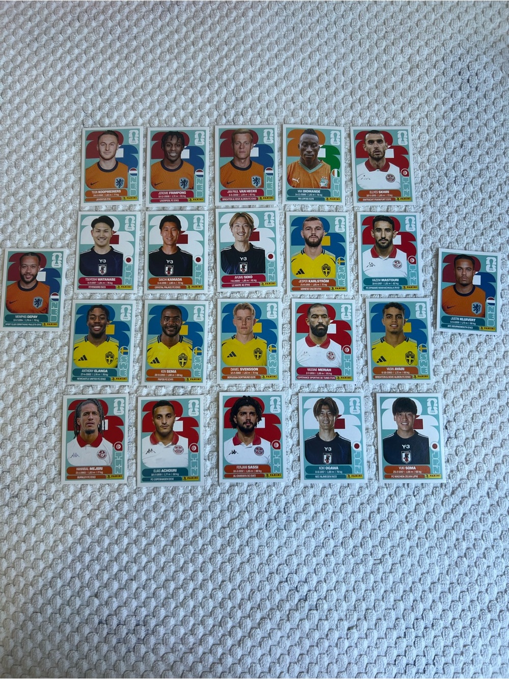 Lot of 22 Panini World Cup Player Sticker